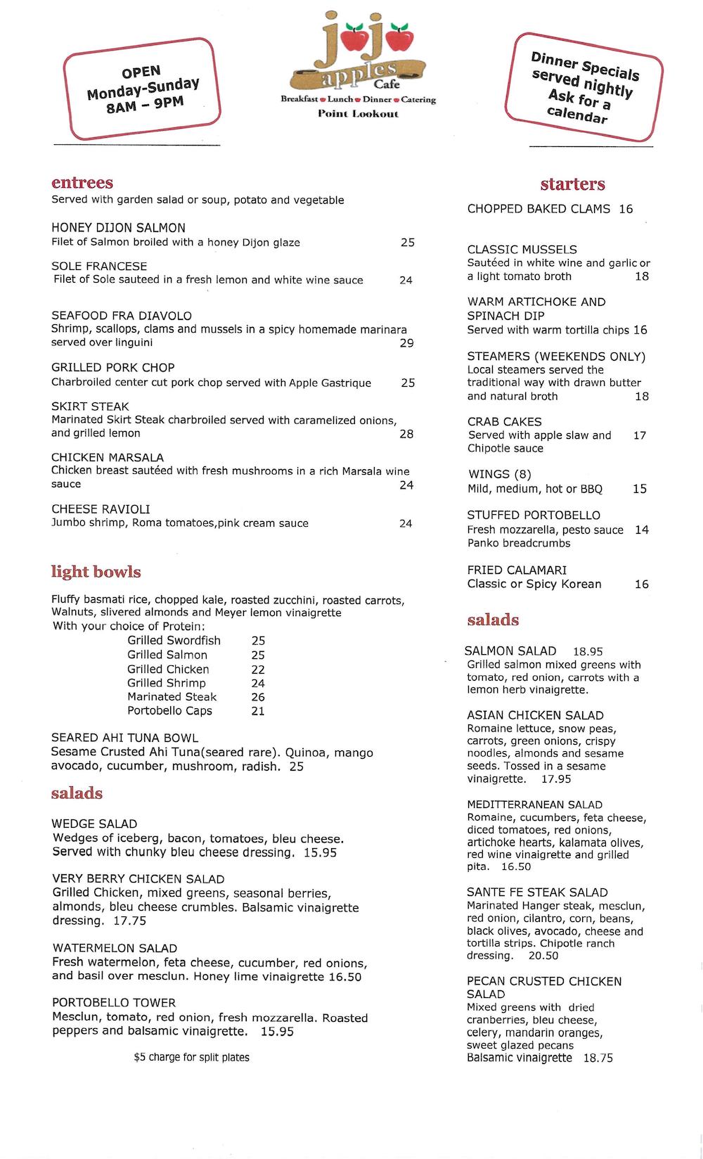 Dinner Menu - Page 1